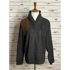 Tommy Hilfiger gray shawl collar fleece ribbed knit pullover sweater Size Medium